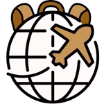 Globus mit Flugzeug als Rucksack. als Symbol für Handgepäck Reisen und Handgepäck Flüge. Webseite für Handgepäck Regeln und Handgepäck Maße.