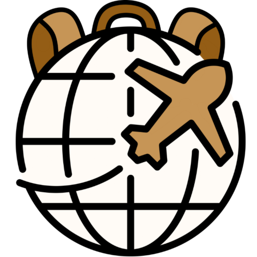 Globus mit Flugzeug als Rucksack. als Symbol für Handgepäck Reisen und Handgepäck Flüge. Webseite für Handgepäck Regeln und Handgepäck Maße.