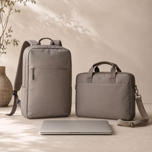 Laptop-Rucksack und Laptoptasche neben einem Laptop Ist ein Laptop Rucksack oder eine Laptoptasche besser? Handgepäck-Regeln für Handgepäck-Regelnde